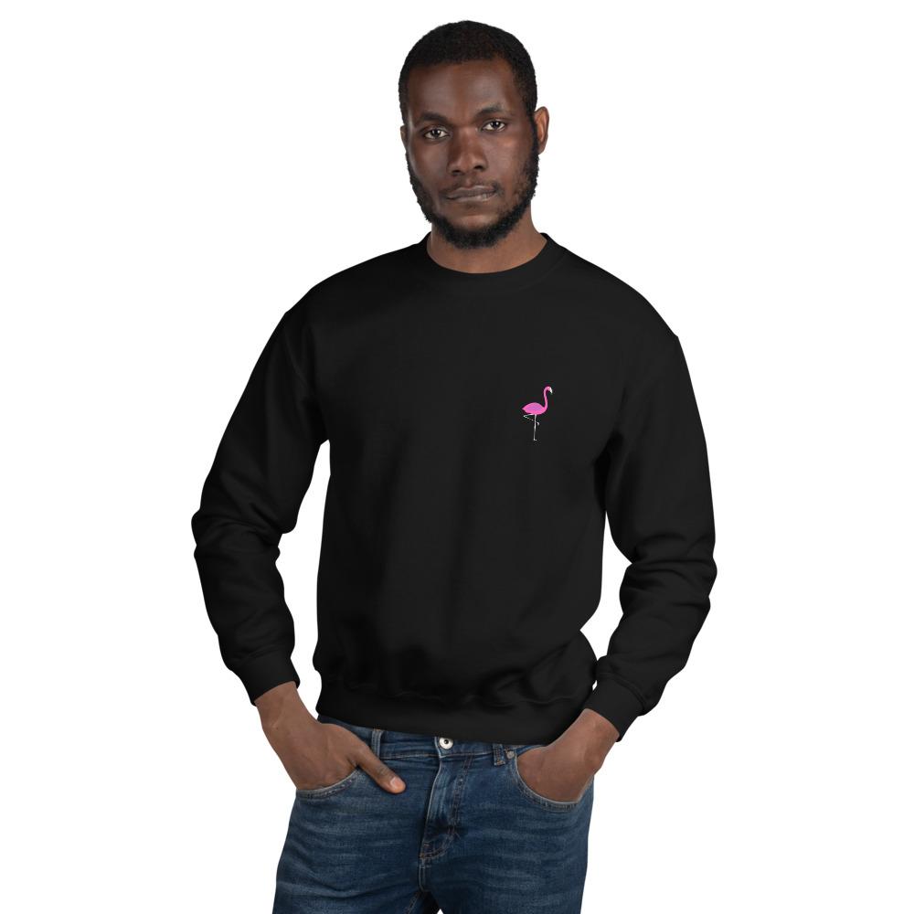 Pink Flamingo Black Sweatshirt - Kustom: Tees Factory